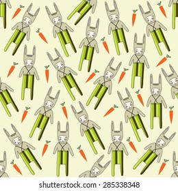 seamless pattern with rabbits, vector format