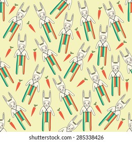seamless pattern with rabbits, vector format