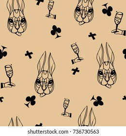 Seamless pattern with rabbits. Vector illustration