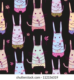 Seamless pattern with rabbits.Seamless pattern can be used for wallpaper, pattern fills, web page background,surface textures.