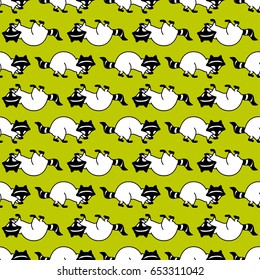 Seamless pattern with raccoon. Endless texture can be used for wallpaper, pattern fills, web page background, surface textures.
