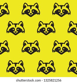 seamless pattern raccoon vector wallpaper - Vector 