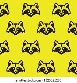 seamless pattern raccoon vector wallpaper - Vector 