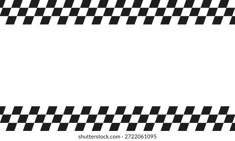 Patrón inconsútil de banderas a cuadros de la raza. Textura de tablero de ajedrez en blanco y negro, diseño de línea de acabado de automovilismo. Ilustración vectorial sobre fondo blanco.