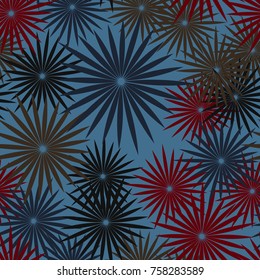 Seamless pattern of radiant multibeam stars pentagonal outlines. Fashionable camouflage.