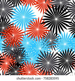 Seamless pattern of radiant multibeam stars pentagonal outlines. Fashionable camouflage.