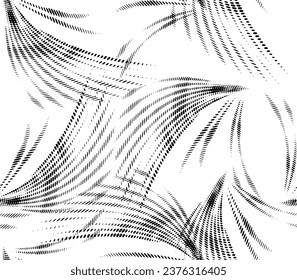 Seamless pattern of radiant tufts, wings, tails, consisting of spots or droplets. Vector.