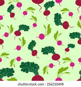 Seamless pattern radish and beet vector illustration