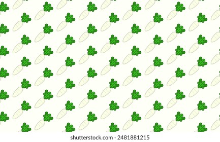 Seamless pattern with radish on white background. Vector illustration.