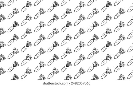 Seamless pattern with radish on white background. Vector illustration.