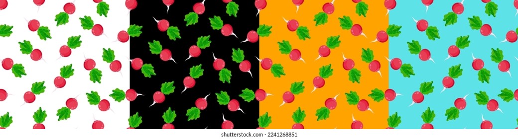 Seamless pattern with radish . A pattern with vegetables on textiles for the kitchen