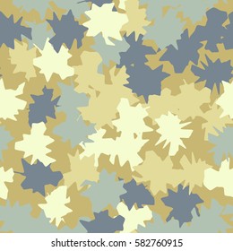 Seamless pattern. Ragged spots. Chaotic spread. Random order. Fashion camouflage. Flat. Grunge.