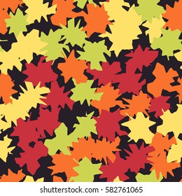 Seamless pattern. Ragged spots. Chaotic spread. Random order. Fashion camouflage. Flat. Grunge.