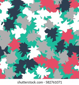 Seamless pattern. Ragged spots. Chaotic spread. Random order. Fashion camouflage. Flat. Grunge.