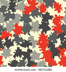 Seamless pattern. Ragged spots. Chaotic spread. Random order. Fashion camouflage. Flat. Grunge.