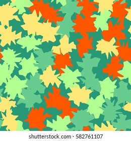 Seamless pattern. Ragged spots. Chaotic spread. Random order. Fashion camouflage. Flat. Grunge.