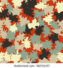 Seamless pattern. Ragged spots. Chaotic spread. Random order. Fashion camouflage. Flat. Grunge.