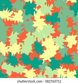 Seamless pattern. Ragged spots. Chaotic spread. Random order. Fashion camouflage. Flat. Grunge.