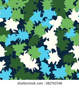 Seamless pattern. Ragged spots. Chaotic spread. Random order. Fashion camouflage. Flat. Grunge.