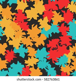 Seamless pattern. Ragged spots. Chaotic spread. Random order. Fashion camouflage. Flat. Grunge.