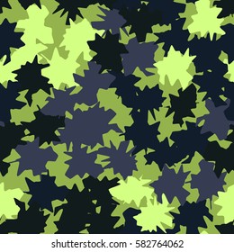 Seamless pattern. Ragged spots. Chaotic spread. Random order. Fashion camouflage. Flat. Grunge.