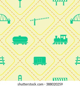 Seamless pattern with railroad icons for your design
