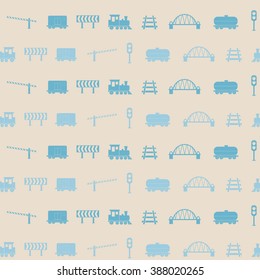 Seamless pattern with railroad icons for your design