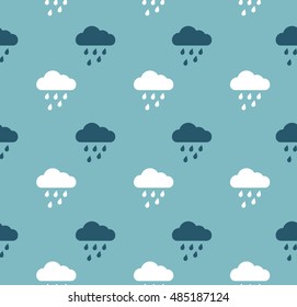 Seamless Pattern -Rain and Clouds - Texture for wallpaper, background, texture, scrapbook - in vector.