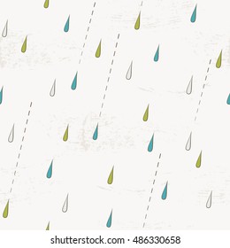 Seamless pattern with rain drops. Autumn rain background.