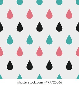 Seamless pattern with rain drops. Can be used to fabric design, wallpaper, decorative paper, web design, etc. Swatches of seamless patterns included in the file.