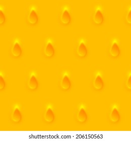 Seamless pattern, rain from relief texture 3d modelling clay drop with shadow and reflection isolated on orange background, vector illustration icon