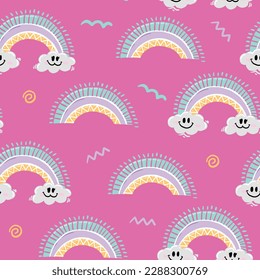 Seamless pattern with rainbow.  Background for textile, fabric, stationery, clothes, accessories and other designs.