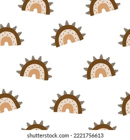 Seamless pattern with rainbow in boho style. Vector illustration isolated on white background for textile and nursery decoration