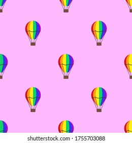 a seamless pattern with rainbow colored air balloon. Pride.