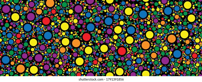 Seamless pattern rainbow colored confetti scattered. Confetti dots colorful vector illustration.