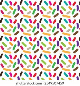 Patrón sin fisuras con el arco iris, fondo decorativo de Anuncio de las salpicaduras que cae colorido. Vector donut glaseado pastelería Elementos