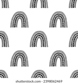Seamless pattern with rainbow doodle for decorative print, wrapping paper, greeting cards, wallpaper and fabric