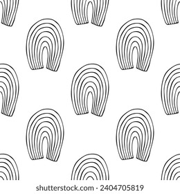 Patrón sin soldadura con doodle arco iris para impresión decorativa, papel de envoltura, tarjetas de felicitación, papel pintado y tela