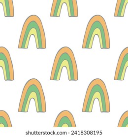Seamless pattern with rainbow doodle for decorative print, wrapping paper, greeting cards, wallpaper and fabric
