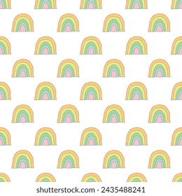 Seamless pattern with rainbow doodle for decorative print, wrapping paper, greeting cards, wallpaper and fabric