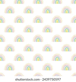 Patrón sin fisuras con garabato arco iris para impresión decorativa, papel de embalaje, tarjetas de felicitación, papel pintado y tela