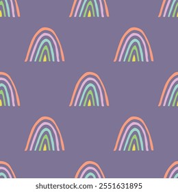 Seamless pattern with rainbow doodle for decorative print, wrapping paper, greeting cards, wallpaper and fabric