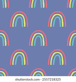 Seamless pattern with rainbow doodle for decorative print, wrapping paper, greeting cards, wallpaper and fabric