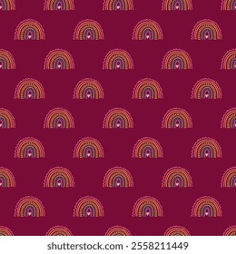 Seamless pattern with rainbow doodle for decorative print, wrapping paper, greeting cards, wallpaper and fabric