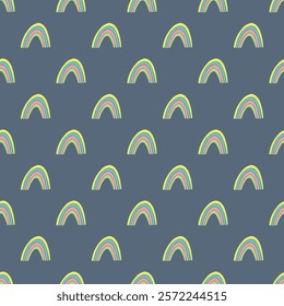 Seamless pattern with rainbow doodle for decorative print, wrapping paper, greeting cards, wallpaper and fabric