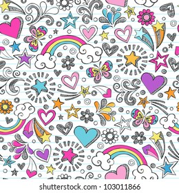 Seamless Pattern Rainbow Doodles