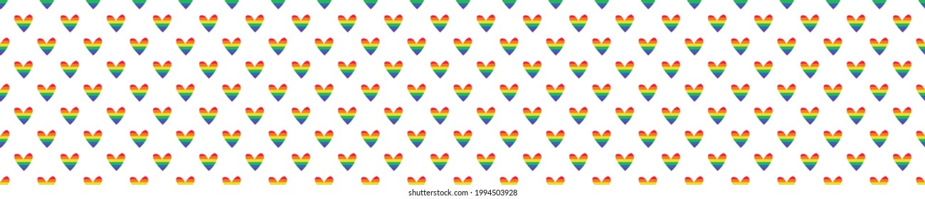 Seamless pattern with rainbow hearts