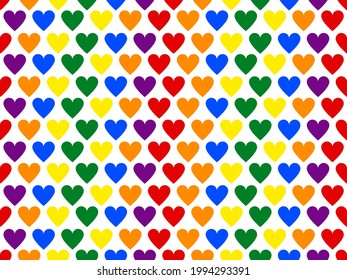 Patrón sin foco con los corazones arcoiris. Orgullo LGBT. Festival de minorías sexuales, gays y lesbianas, transexuales. Diseño de pancartas y afiches. Ilustración del vector