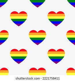 Seamless pattern with rainbow hearts. Lgbtq pride hearts print