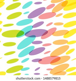 Seamless pattern rainbow isolated on white. scales Nature background with ellipse circle pattern Green yellow orange pink purple blue black transparent colors card banner design, copy space. Vector 